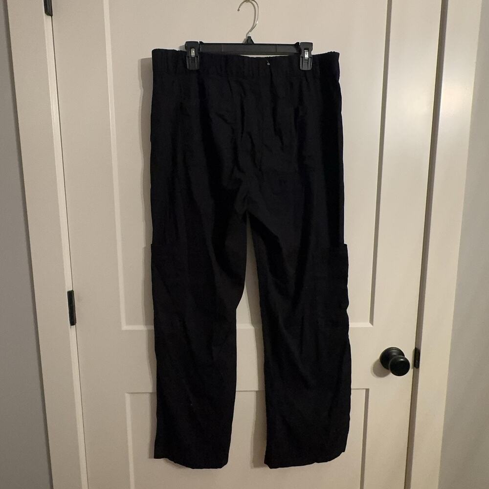 Hunter & Brown Cargo Pants Sz XL Black Relaxed Elastic Waist Pockets Cotton